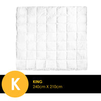 Bamboo Blend Quilt 250GSM Luxury Duvet 100% Cotton Cover - King - White