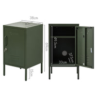 Metal Locker Storage Shelf Filing Cabinet Cupboard Bedside Table Green