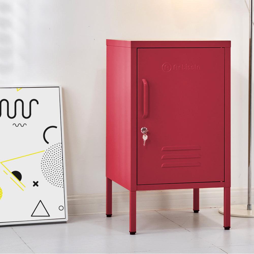 Metal Locker Storage Shelf Filing Cabinet Cupboard Bedside Table Pink