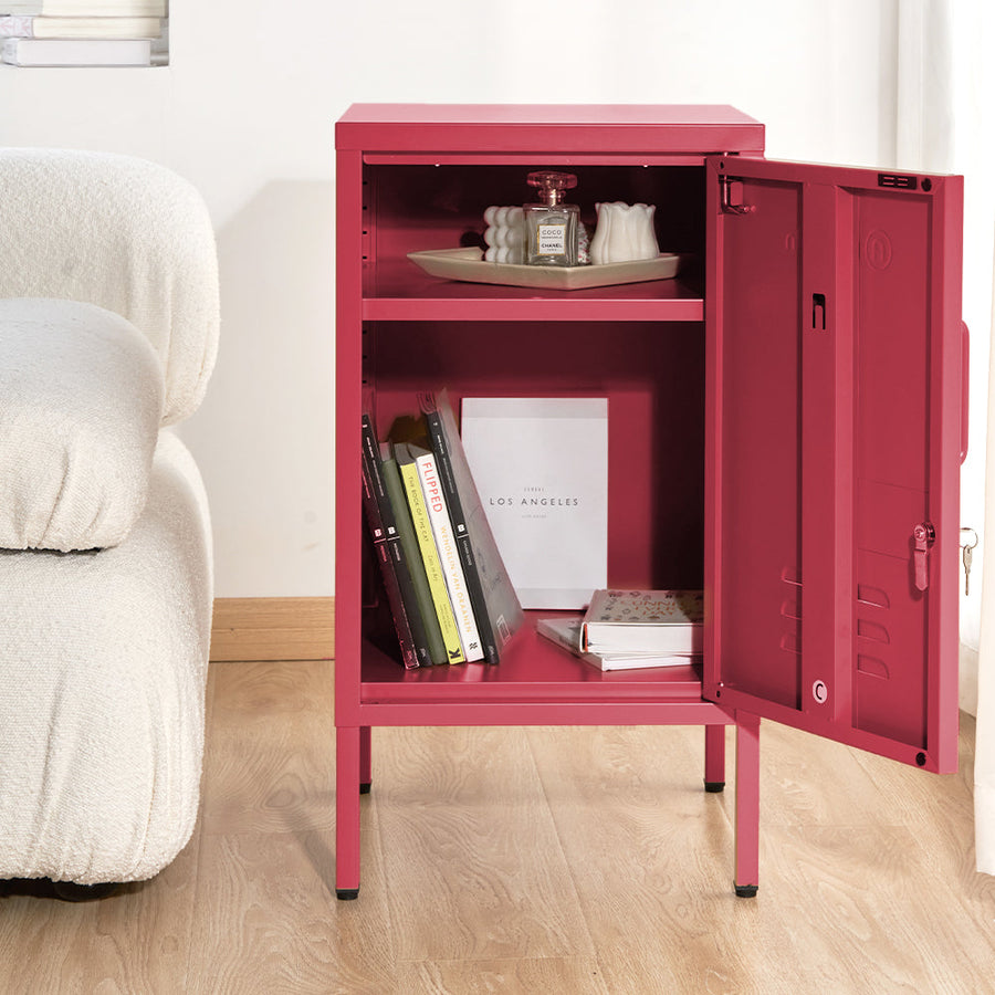 Metal Locker Storage Shelf Filing Cabinet Cupboard Bedside Table Pink