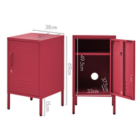 Metal Locker Storage Shelf Filing Cabinet Cupboard Bedside Table Pink