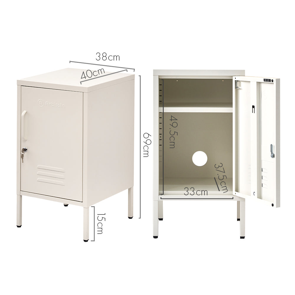 Metal Locker Storage Shelf Filing Cabinet Cupboard Bedside Table White