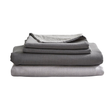 Washed Cotton Sheet Set Grey Double