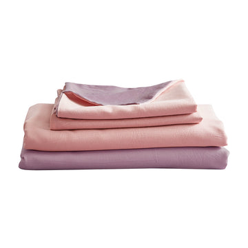 Washed Cotton Sheet Set Pink Purple Double