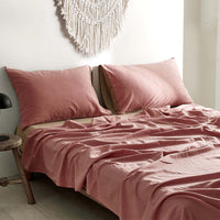 Washed Cotton Sheet Set Pink Brown King