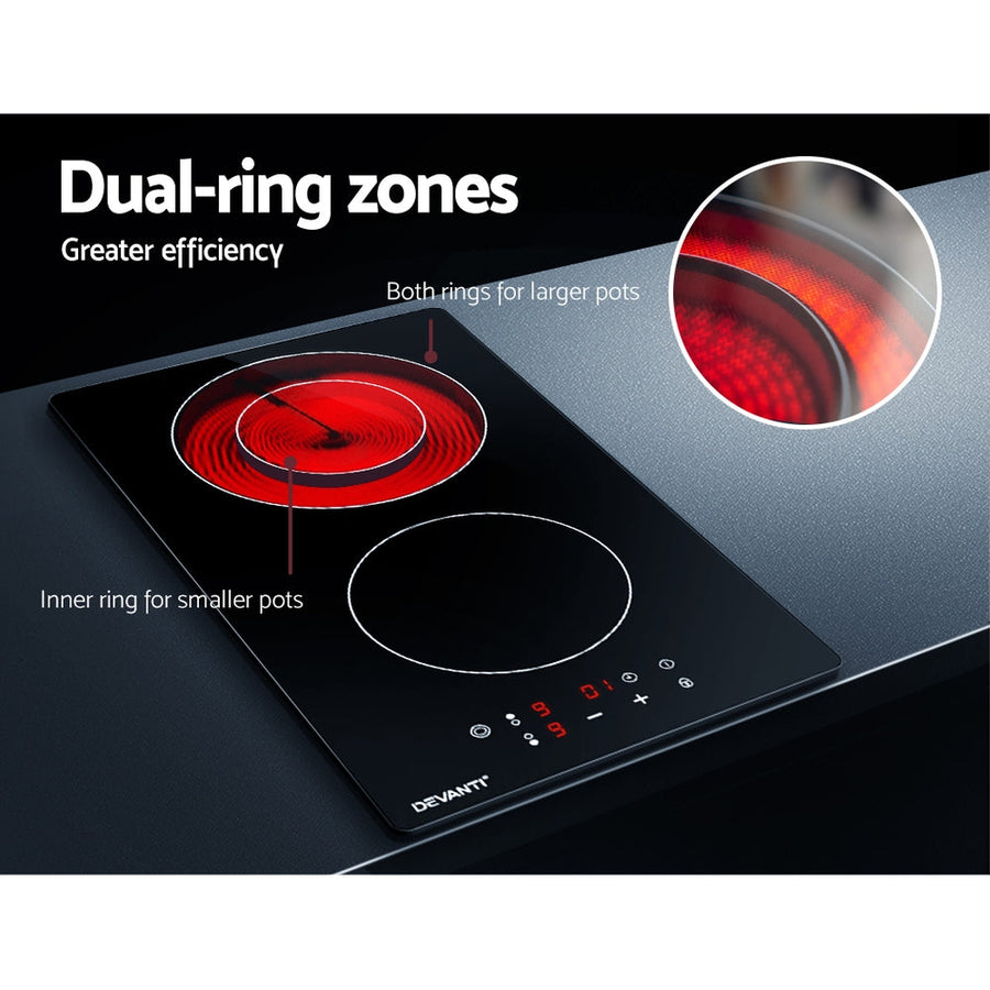 Electric Ceramic Cooktop 30cm Kitchen Cooker Cook Top Hob Touch Control 3-Zones