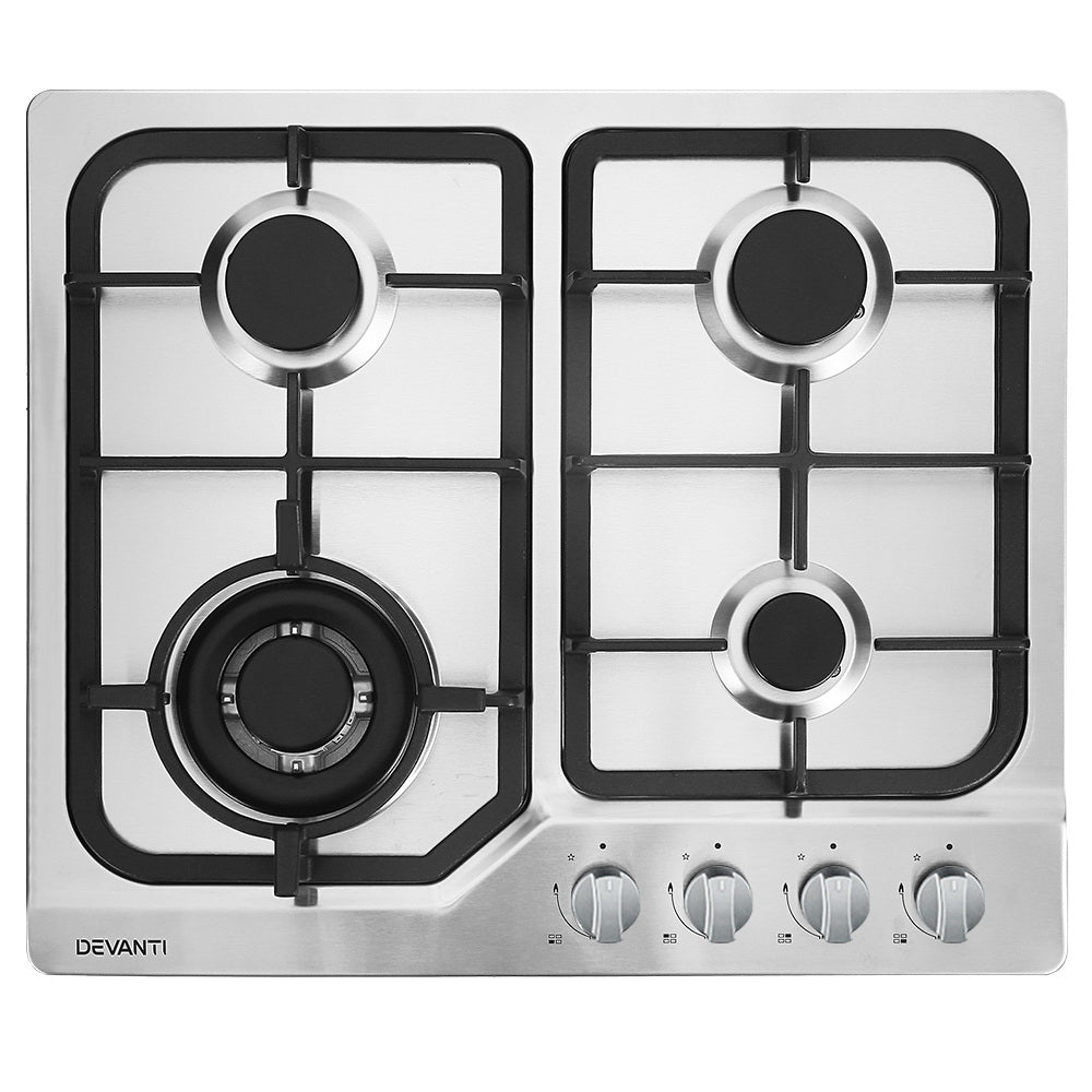 Gas Cooktop 60cm Gas Stove Cooker 4 Burner Cook Top Konbs NG LPG Steel