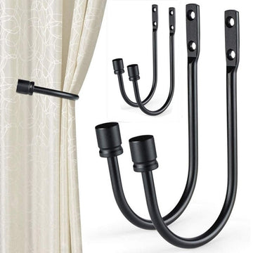 Curtain Hooks with Topper (Pair) - U Shape (Black, White, Bronze, Silver)
