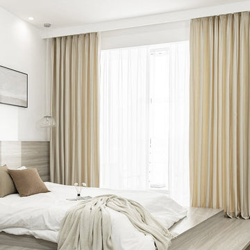 Nordic Woven Draped Curtains - Champagne