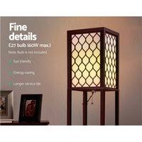 Floor Lamp LED Storage Shelf Standing Vintage Wood Light Reading Bedroom