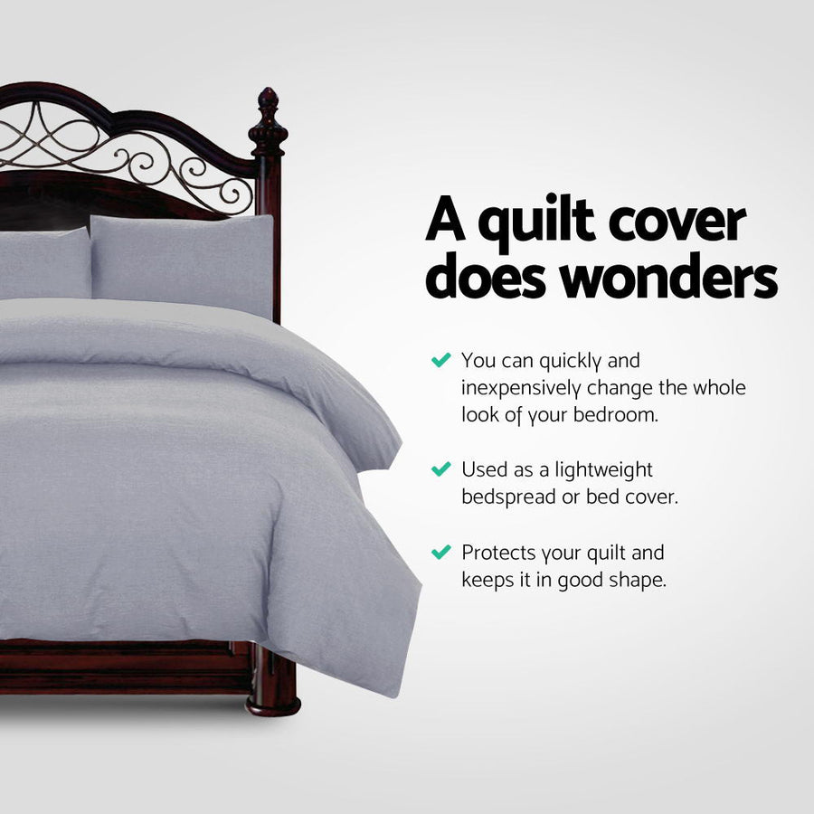 Quilt Cover Set Classic Grey - Super King