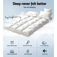 King Single Mattress Topper Bamboo Fibre Pillowtop Protector