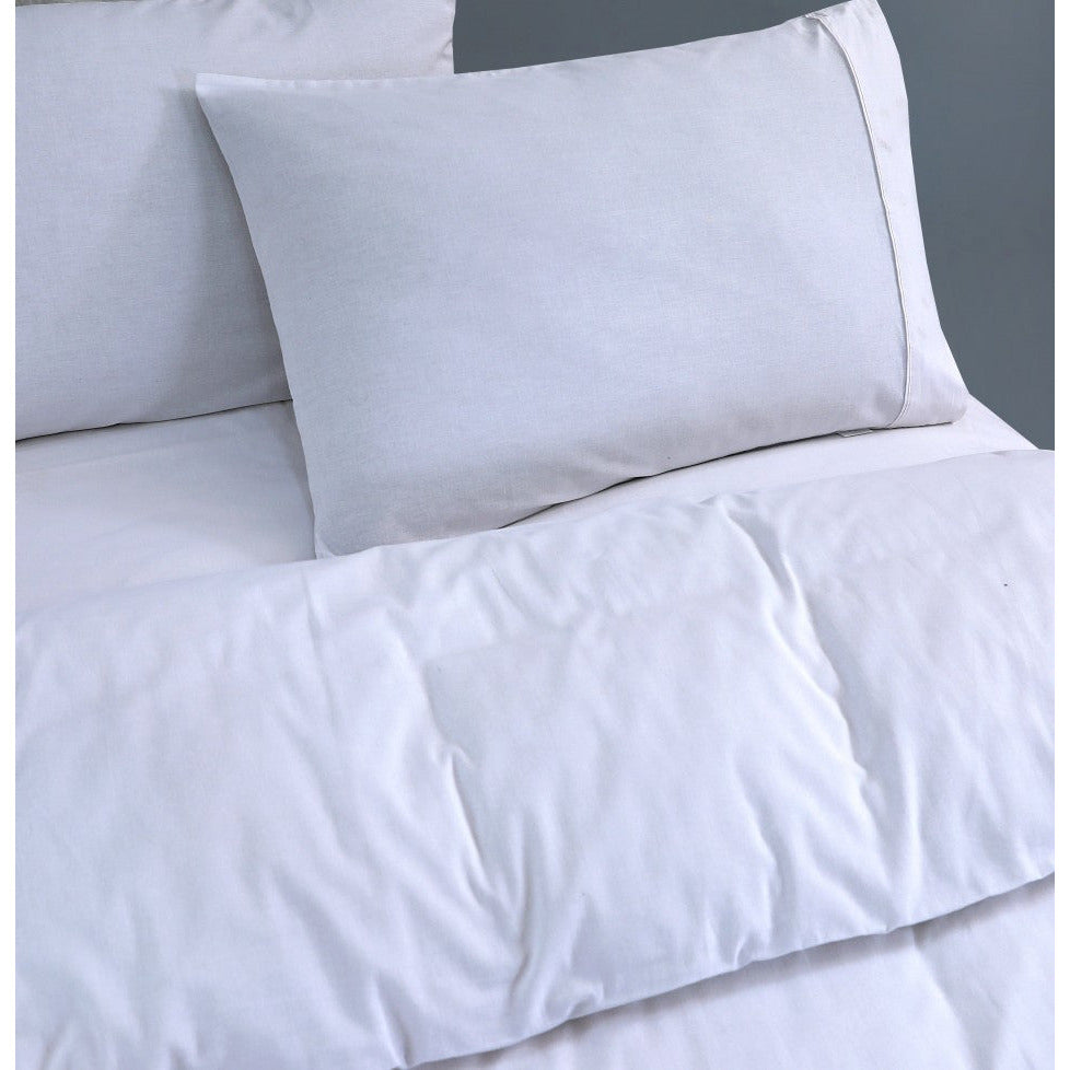 100% Egyptian Cotton Vintage Washed 500TC White Double Quilt Cover Set