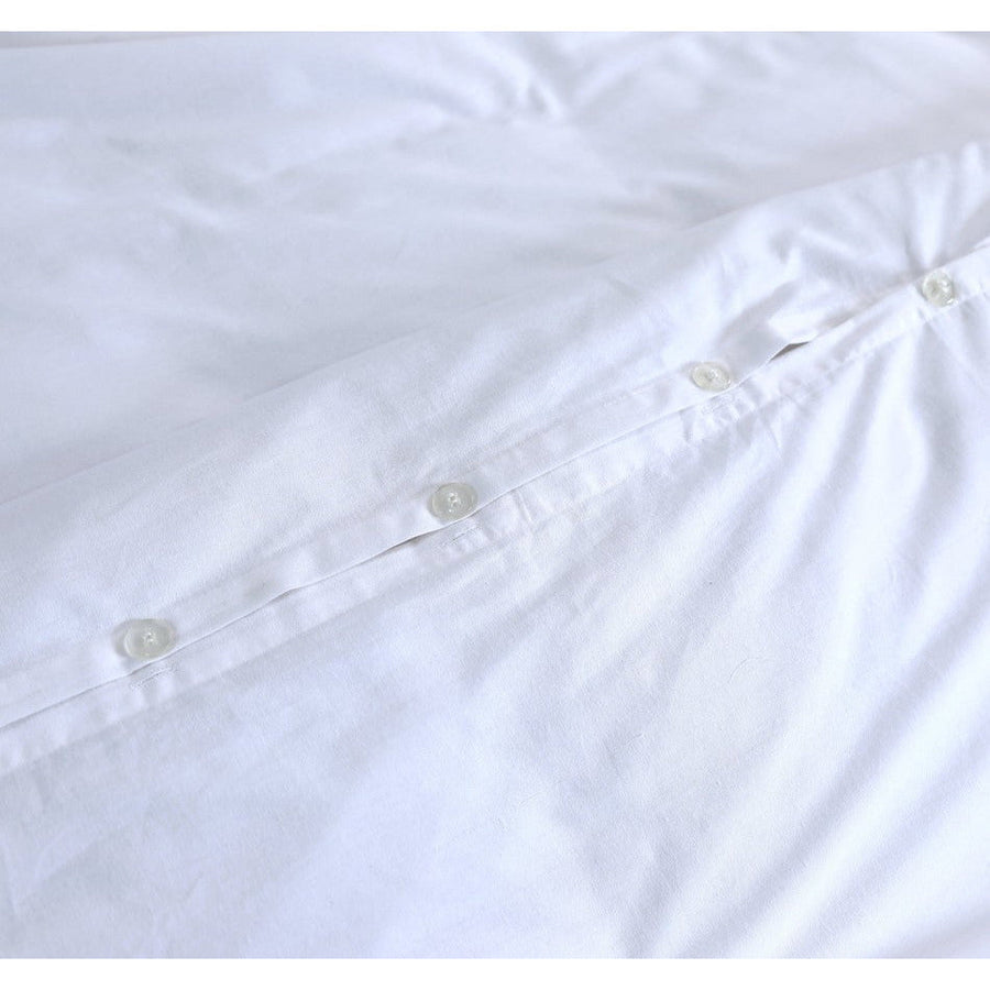 100% Egyptian Cotton Vintage Washed 500TC White Double Quilt Cover Set