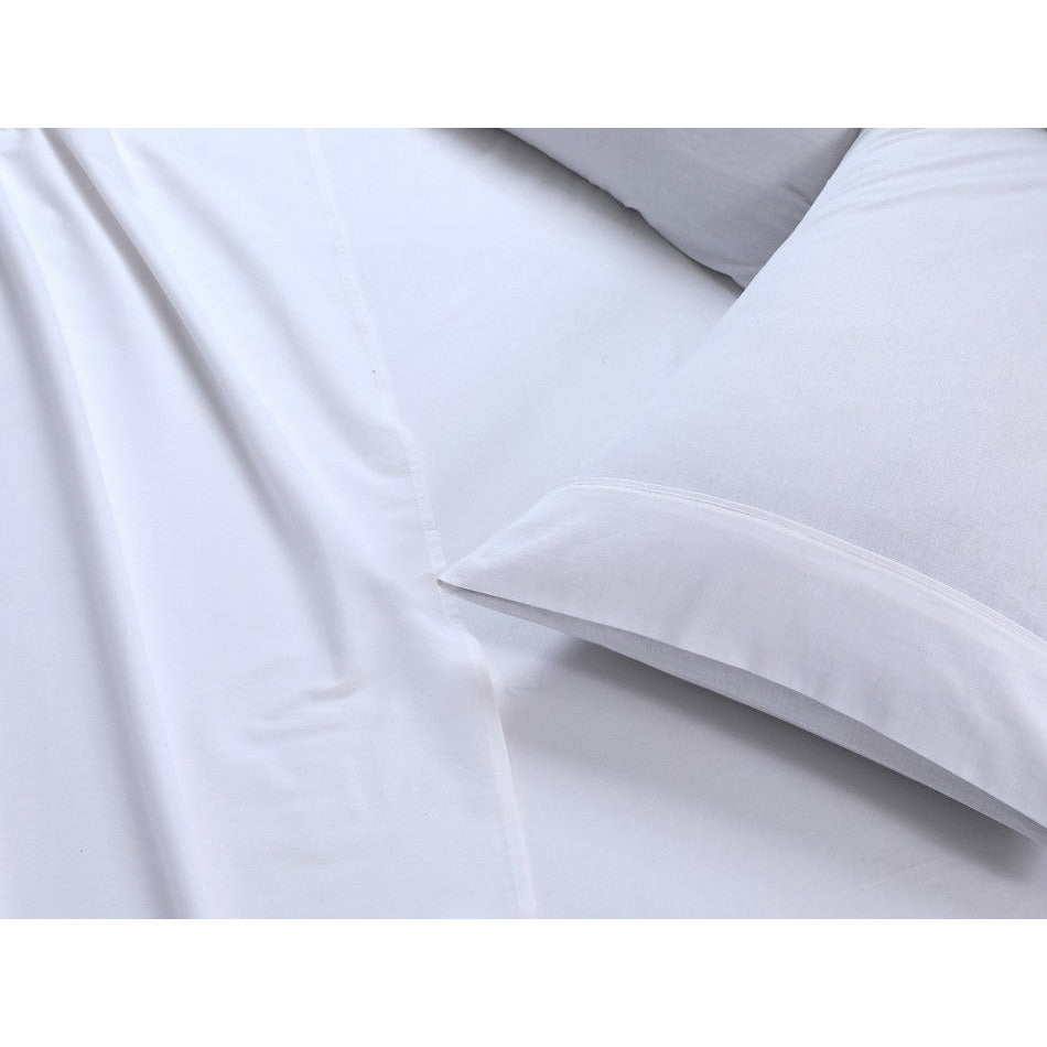 100% Egyptian Cotton Vintage Washed 500TC White King Single Bed Sheets Set