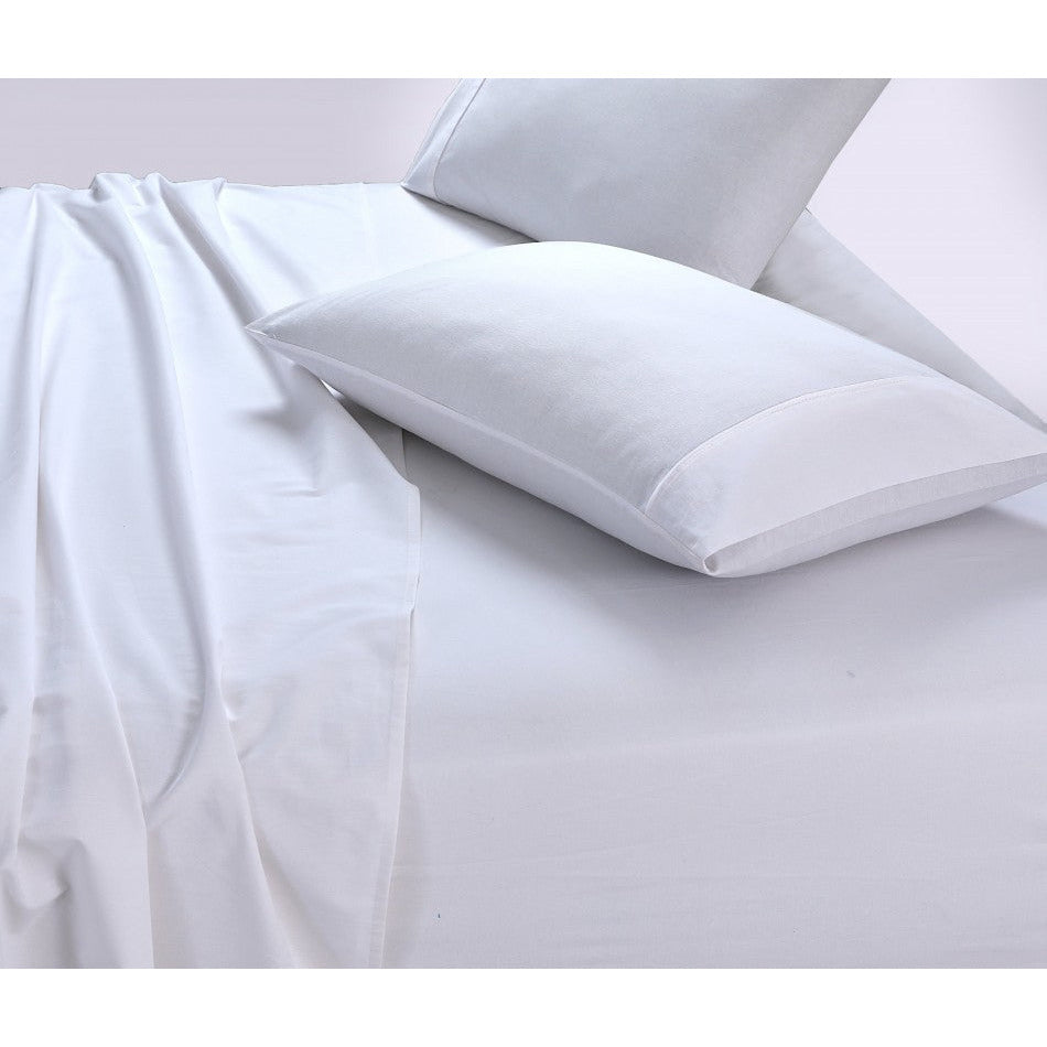 100% Egyptian Cotton Vintage Washed 500TC White Single Bed Sheets Set