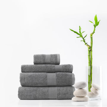 4 Piece Cotton Bamboo Towel Set 450GSM - Charcoal