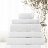 5 Piece Cotton Bamboo Towel Set 450GSM - White