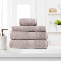 4 Piece Cotton Bamboo Towel Set 450GSM - Champagne