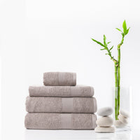 4 Piece Cotton Bamboo Towel Set 450GSM - Champagne