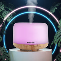 Mood Light Diffuser 500ml Ultrasonic Humidifier With 3 Pack Oils - Light Wood