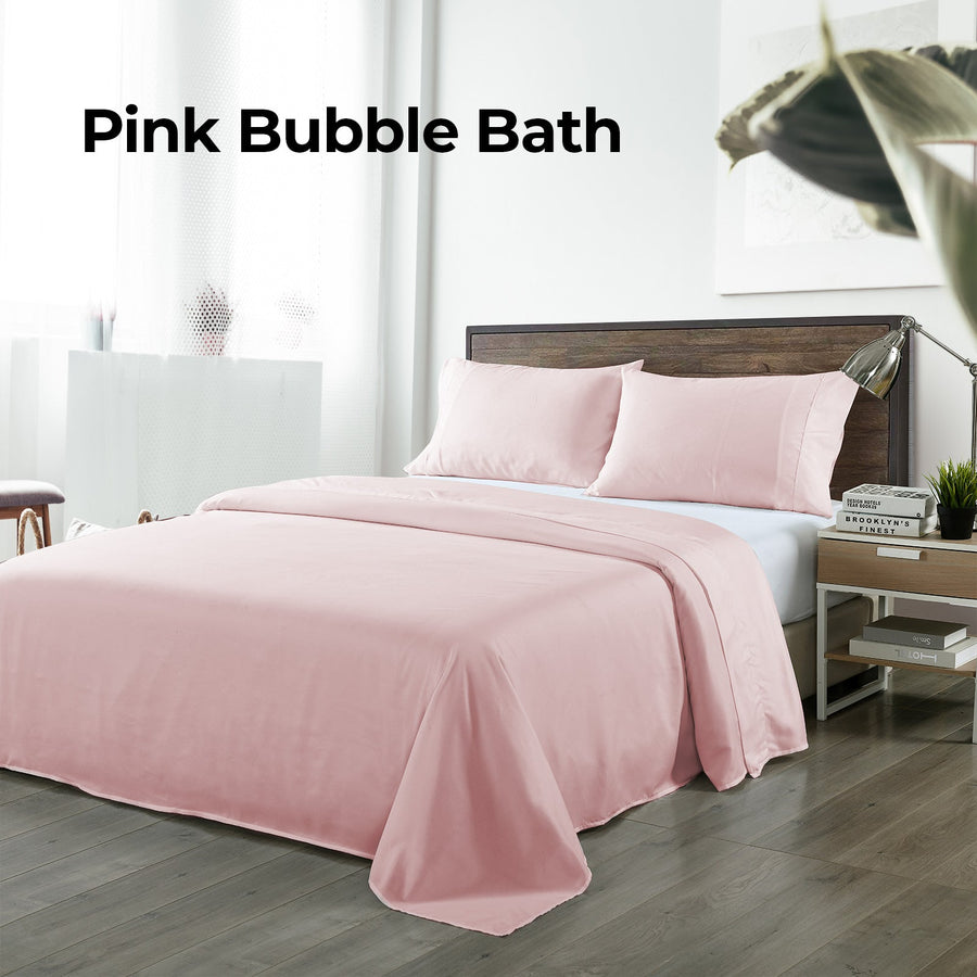 Bamboo Blended Sheet & Pillowcases Set 1000TC Ultra Soft Bedding Bubble Bath King