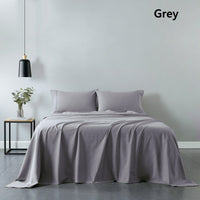 Royal Comfort Vintage Washed 100% Cotton Sheet Set Fitted Flat Pillowcases - Grey Queen