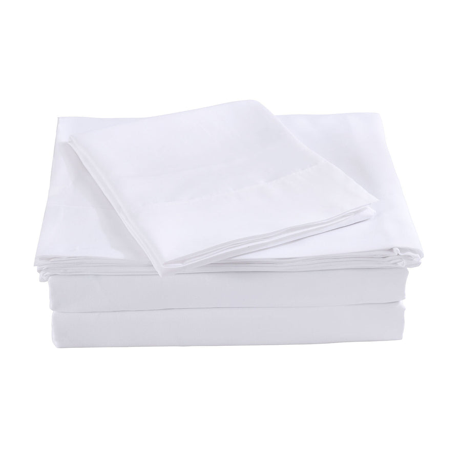 Bamboo Blended Sheet & Pillowcases Set 1000TC Ultra Soft Bedding - White Queen