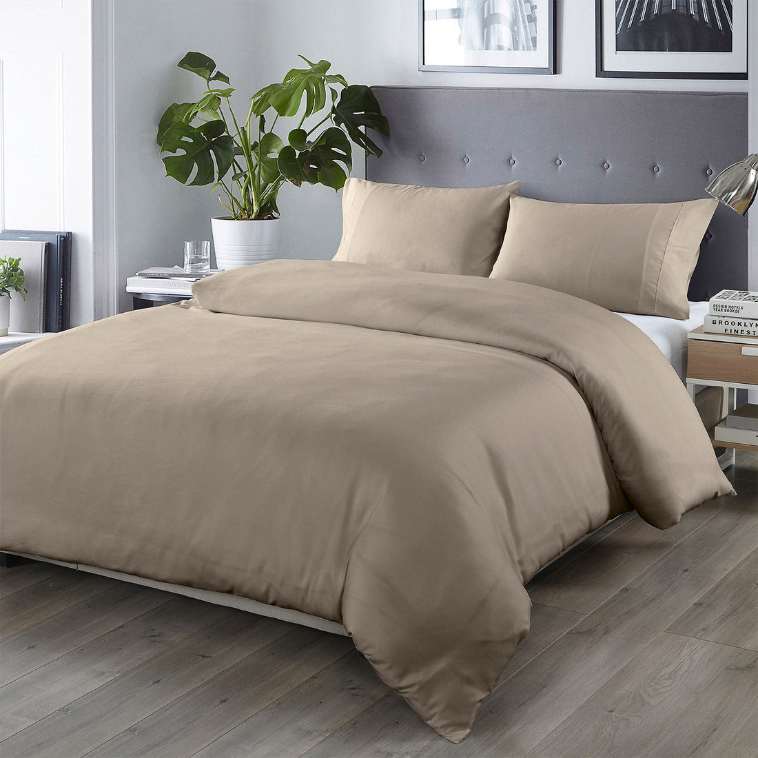 Bamboo Blended Quilt Cover Set 1000TC Ultra Soft Luxury Bedding - Grey Queen