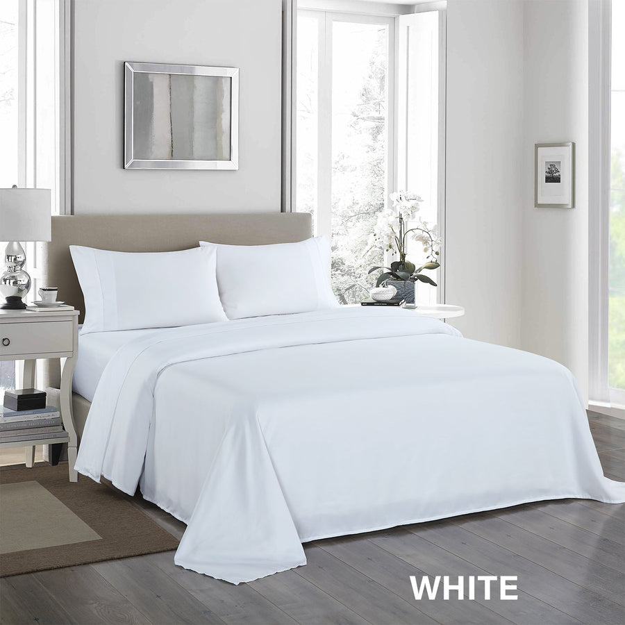 1200 Thread Count Sheet Set 4 Piece Ultra Soft Satin Weave Finish - White Queen