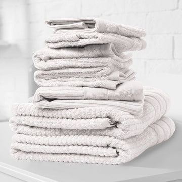 Eden Egyptian Cotton 600GSM 8 Piece Luxury Bath Towels Set - White