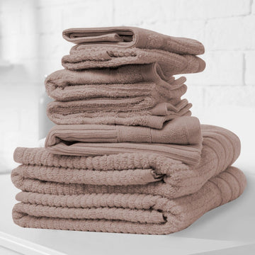 Eden Egyptian Cotton 600GSM 8 Piece Luxury Bath Towels Set - Rose