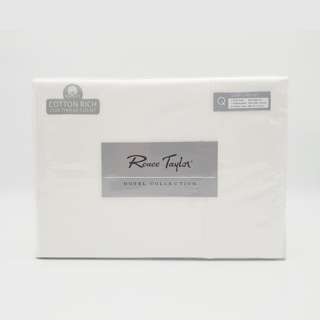 1500 Thread Count Pure Soft Cotton Blend Flat & Fitted Sheet Set White Queen