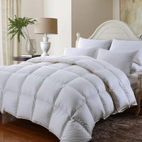 350GSM Bamboo Quilt, 2000TC Sheet Set And 2 Pack Duck Pillows - White Queen