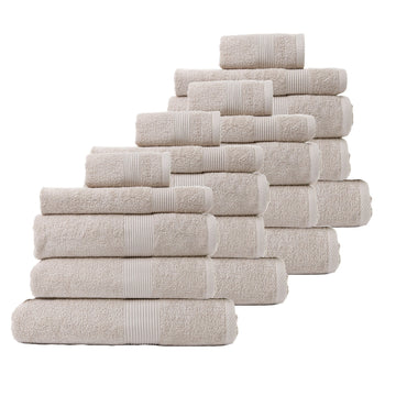 20 Piece Cotton Bamboo Towel Bundle Set 450GSM - Beige