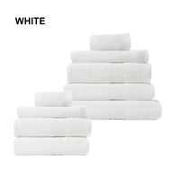 9 Piece Cotton Bamboo Towel Bundle Set 450GSM - White