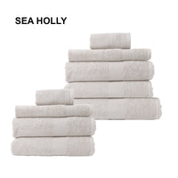 9 Piece Cotton Bamboo Towel Bundle Set 450GSM - Sea Holly