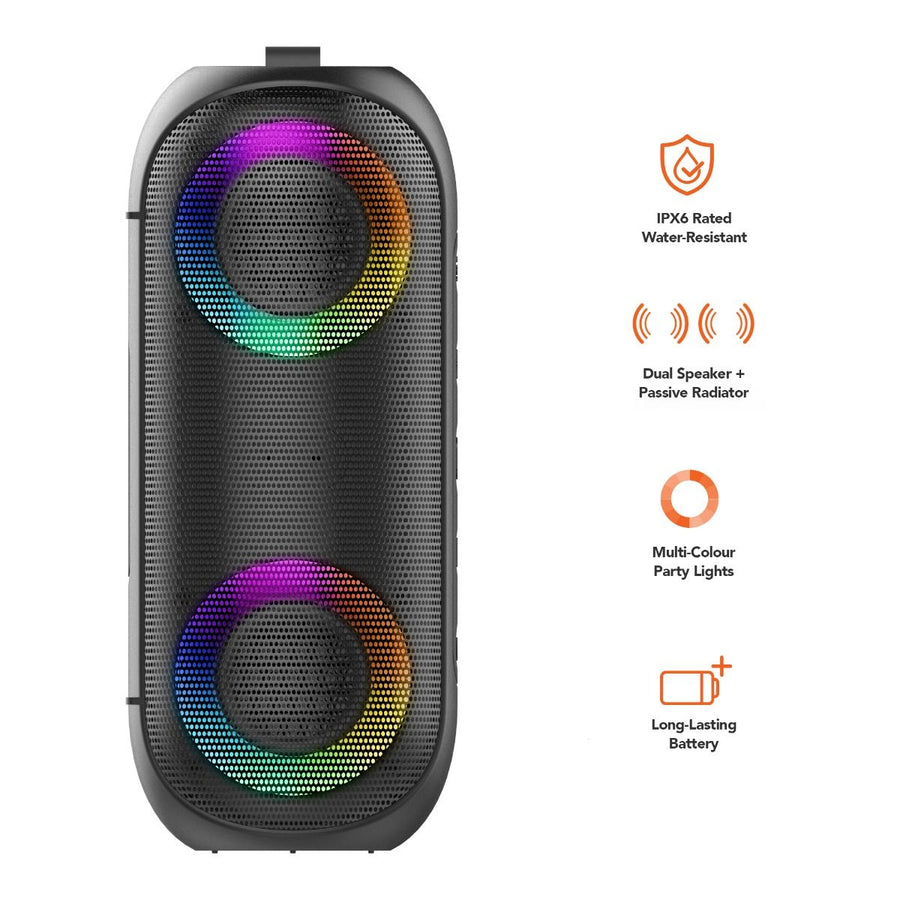 B2 IPX6 Portable RGB Bluetooth Party Speaker