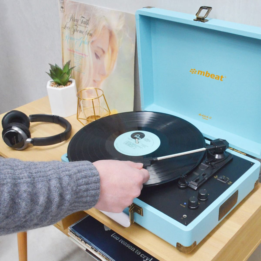 Woodstock II Sky Blue Retro Bluetooth (TX/RX) Turntable