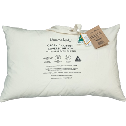 Organic Cotton Covered Pillow with Repreve