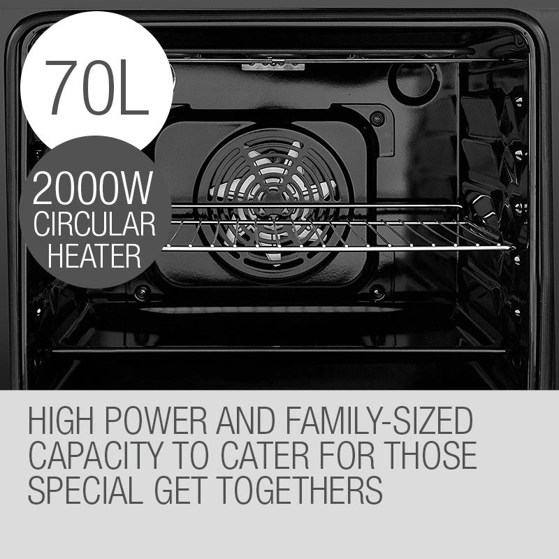 60cm Stainless Built-in 70L Grill 8 Function Fan Forced Electric Wall Oven