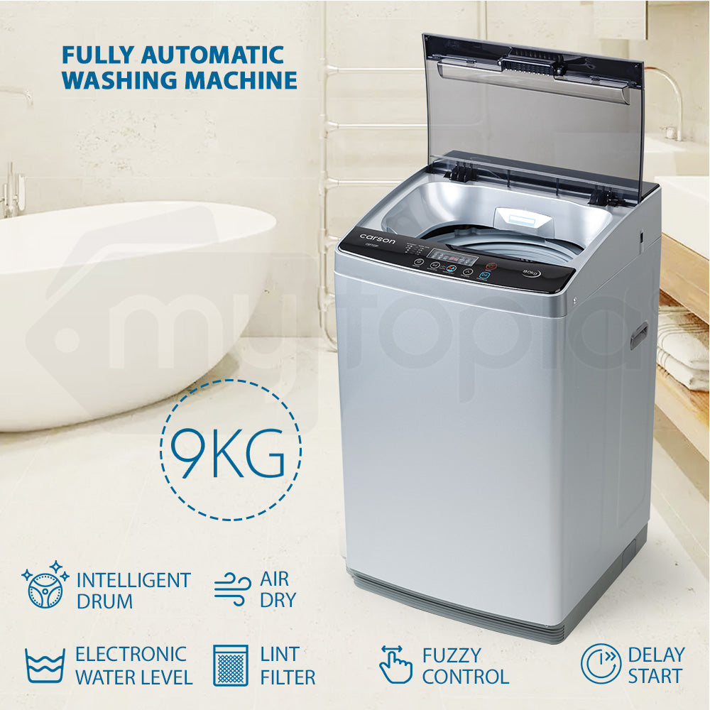 9kg Top Load Washing Machine Automatic Laundry Clothes Washer Home Dry Wash Light Grey