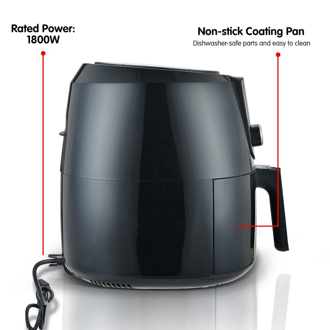 7.2l Electric Air Fryer - 1800w - Black