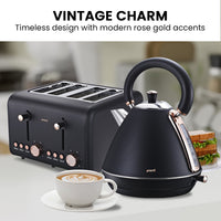 Toaster, Kettle & Coffee Machine Breakfast Set - Black