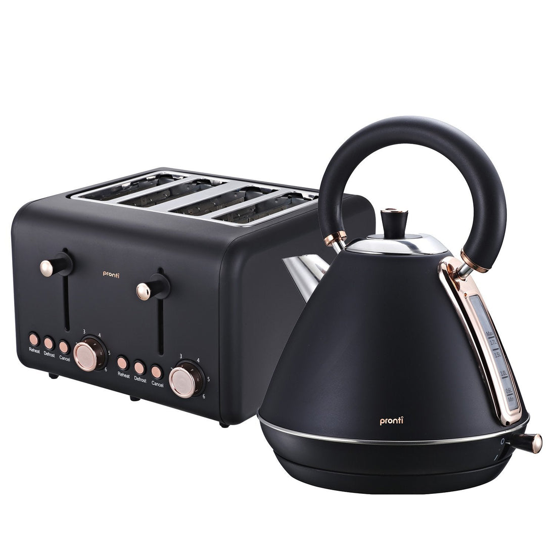 Rose Trim Collection Toaster & Kettle Bundle - Black