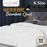 800gsm Microfibre Bamboo Quilt Comforter - King