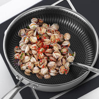 316 Stainless Steel Frying Pan Non-Stick Cooking Frypan Cookware 32cm Honeycomb Double Sided without lid