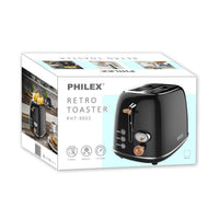 2-Slice Black Toaster Bread Reheat Retro