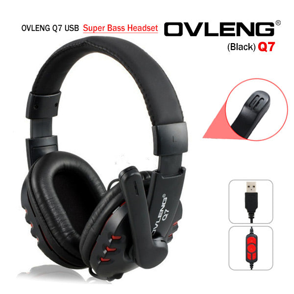 Q7 USB Computer Headphones with Mic and Volume Control