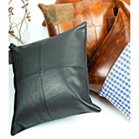 Genuine Leather Patchwork Cushion Cover Pillow Dark